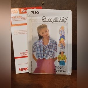 Vintage Simplicity #7530 Sewing Pattern/ Uncut/ Girls' Tops
